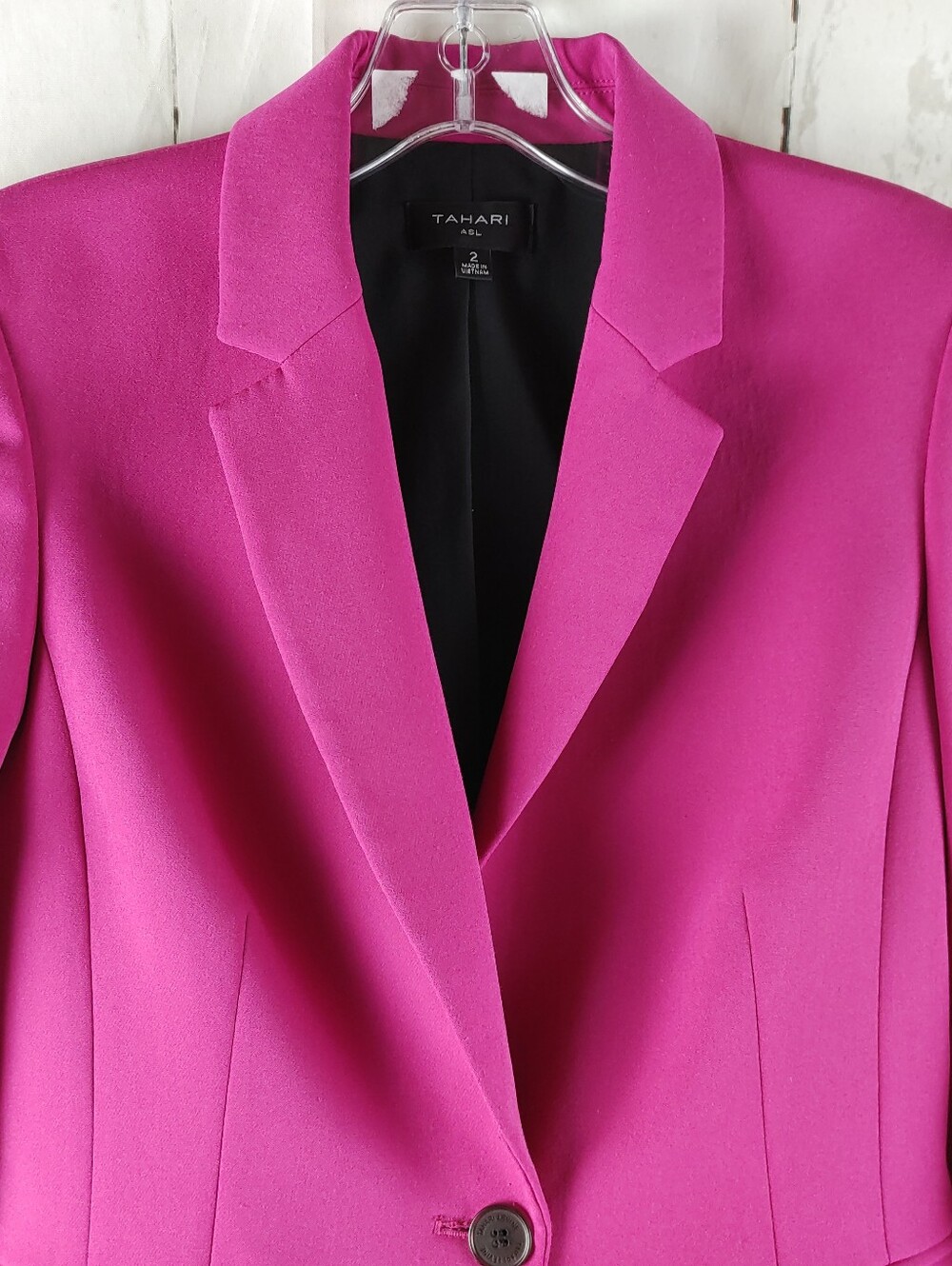 Tahari Women's Fuschia Pink Single-Button Blazer Size 2 - Picture 4 of 14